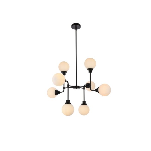 Living District Hanson 8 Lights Pendant In Black With Frosted Shade LD7038D36BK